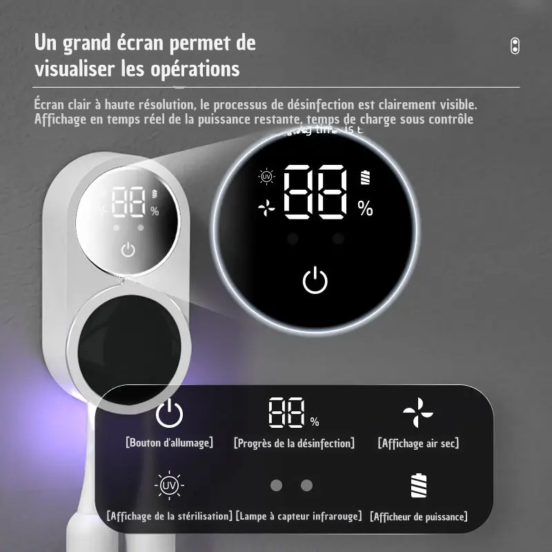 Stérilisateur de brosse à dents UV intelligent sans fil